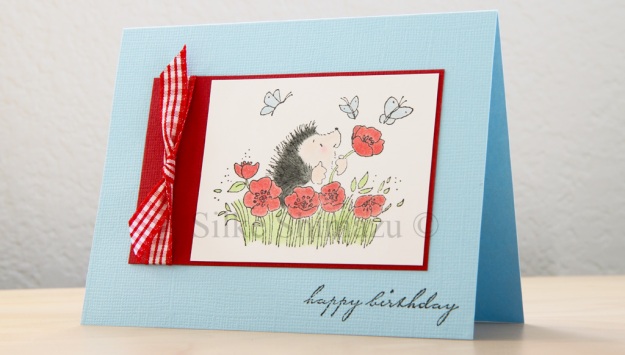 Hedgehog Poppy Fields Birthday Card